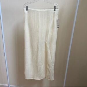 NWT Urban Outfitters cream maxi skirt high slit Sz L